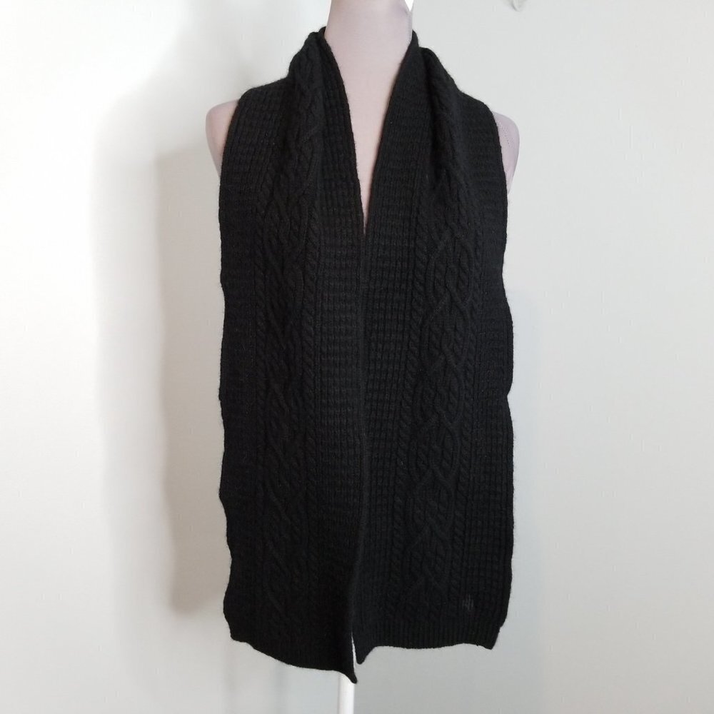 Ralph Lauren Black Wool Angora Cableknit Winter scarf